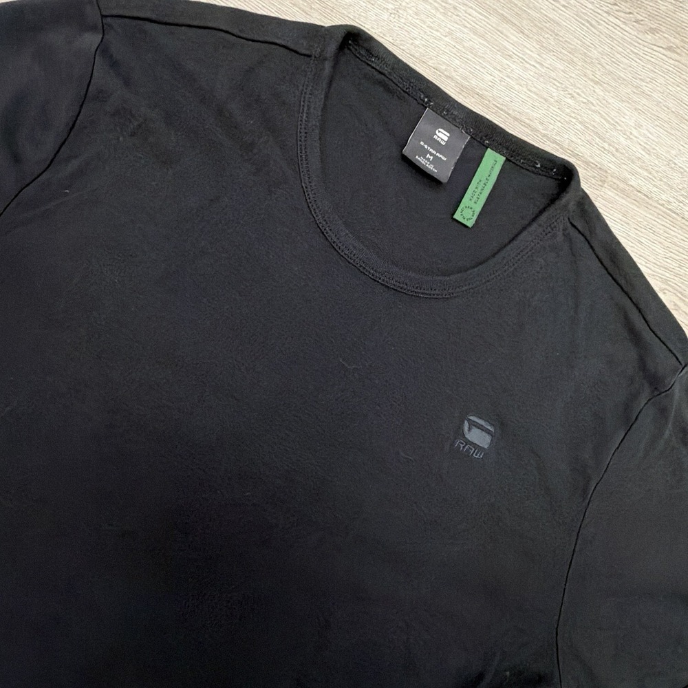 G-Star RAW Shirt Mens Medium Black Chest Logo Graphic Tee Casual Streetwear